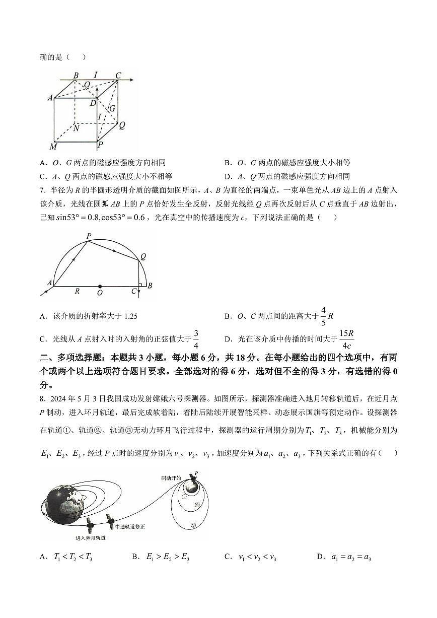 2025届河北省沧州市运东五校高三11月期中考-物理试卷+答案第3页