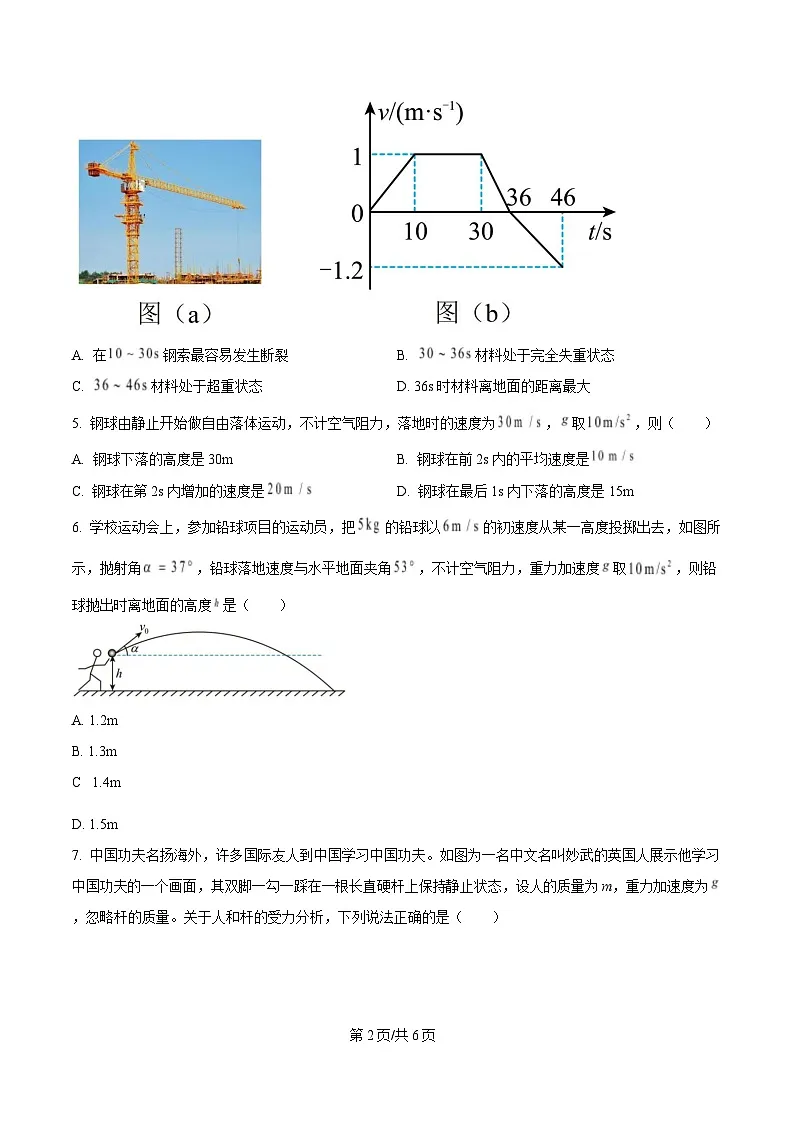 湖北省武汉市2024-2025学年高一上学期1月期末物理试题(原卷版)第2页