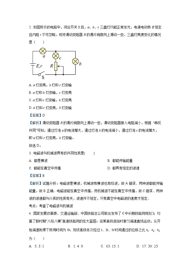 2025届浙江省普通高校招生高三下学期第五次调研考试物理试题(解析版)第2页