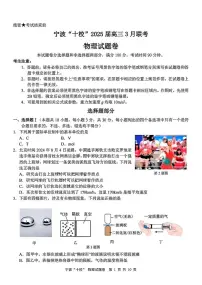 物理丨浙江省宁波十校联考2025届高三下学期3月联考物理试卷及答案