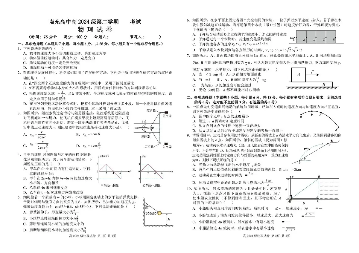 高2024级物理试题(1)第1页