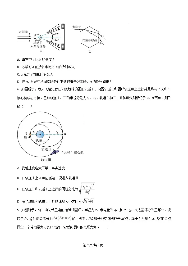 重庆市第八中学2024-2025学年高三下学期第五次月考物理试卷(3月)(原卷版)第2页