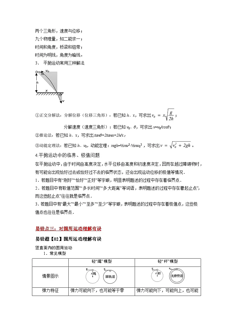 新高考物理二轮复习易错题训练专题04 曲线运动-(3大陷阱(原卷版)第3页