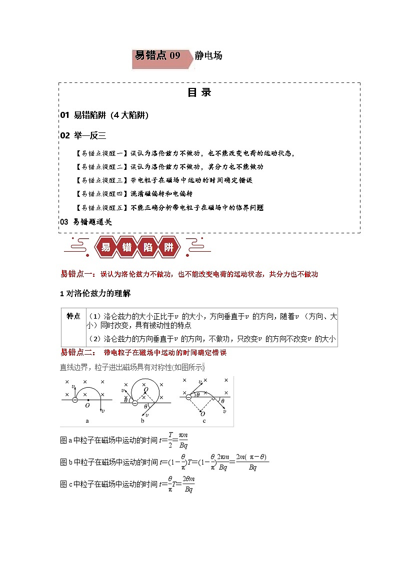 新高考物理二輪復(fù)習(xí)易錯(cuò)題訓(xùn)練專題11   磁場(chǎng)-（4大陷阱（原卷版）第1頁