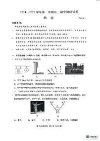 江苏省苏州市2024-2025学年高三上学期11月期中调研物理试卷及参考答案