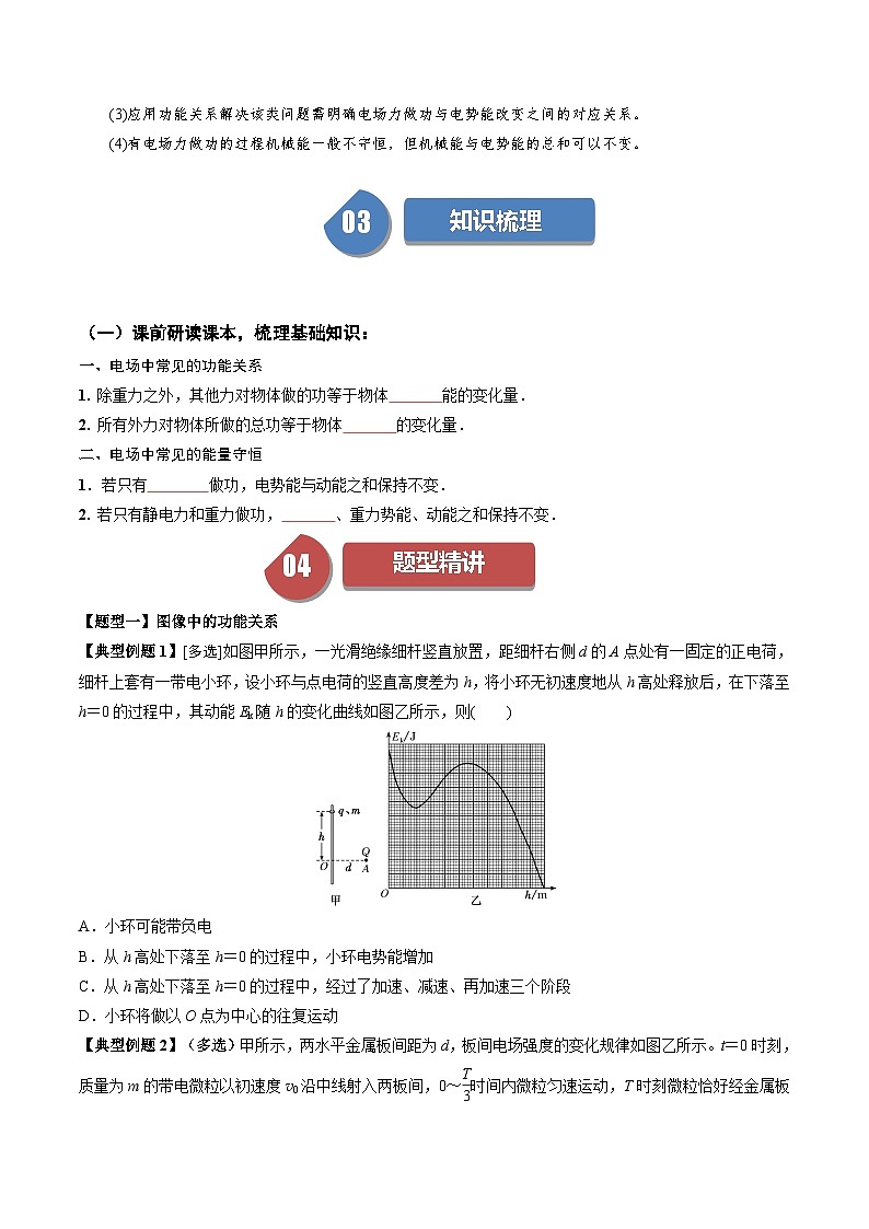人教版高中物理(必修三)同步讲与练10.9 静电场中的功能关系(原卷版)第2页