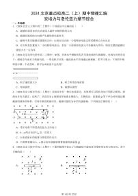 2024北京重点校高二（上）期中真题物理汇编：安培力与洛伦兹力章节综合