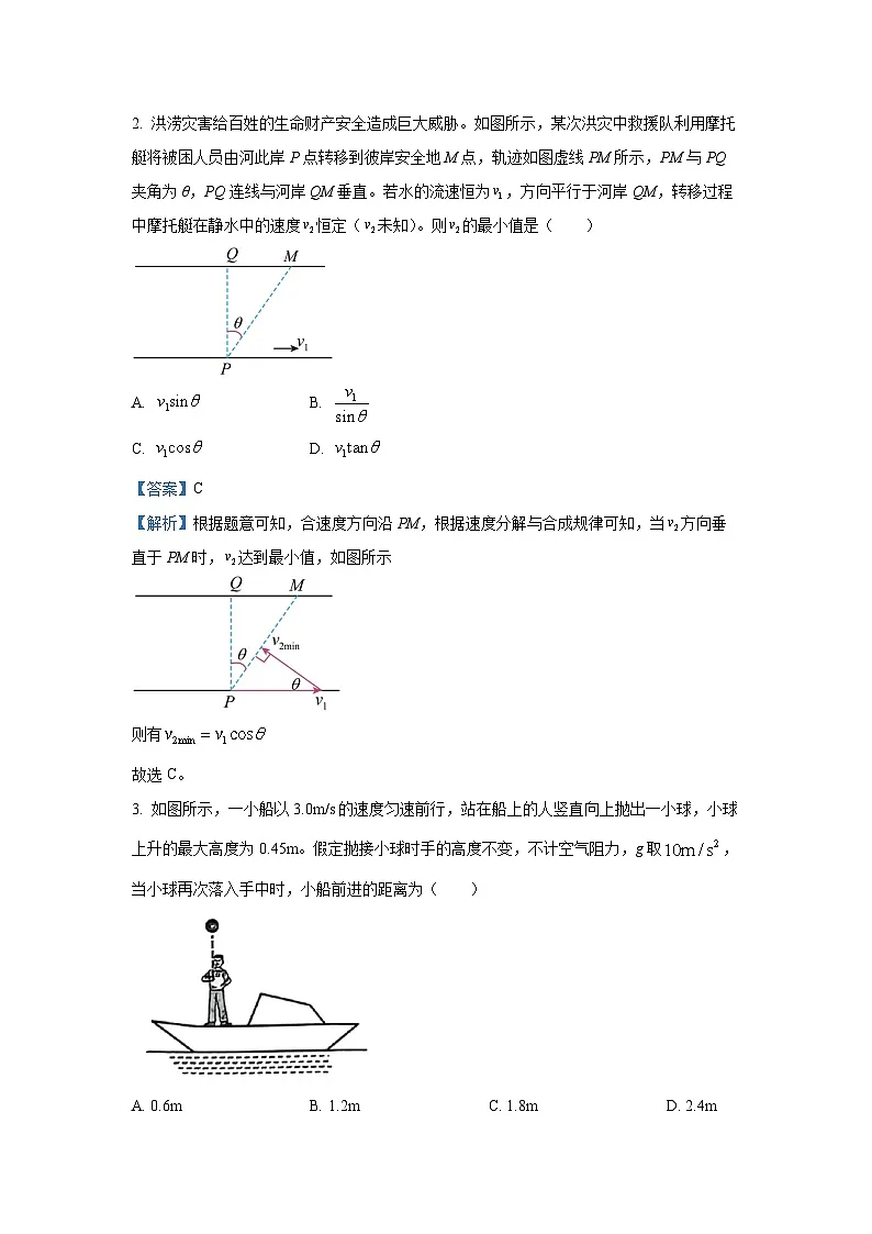云南三校联考2024-2025学年高一下学期第一次月考物理试题(解析版)第2页