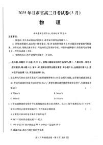 甘肃省2025年高三（3月）考试卷物理+答案