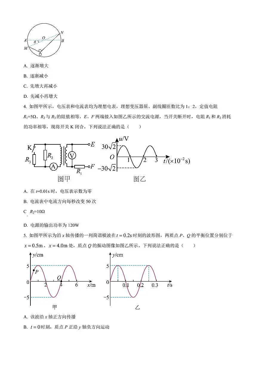 2024届湖北省武昌实验中学高三上学期12月月考-物理试题(含答案)第2页