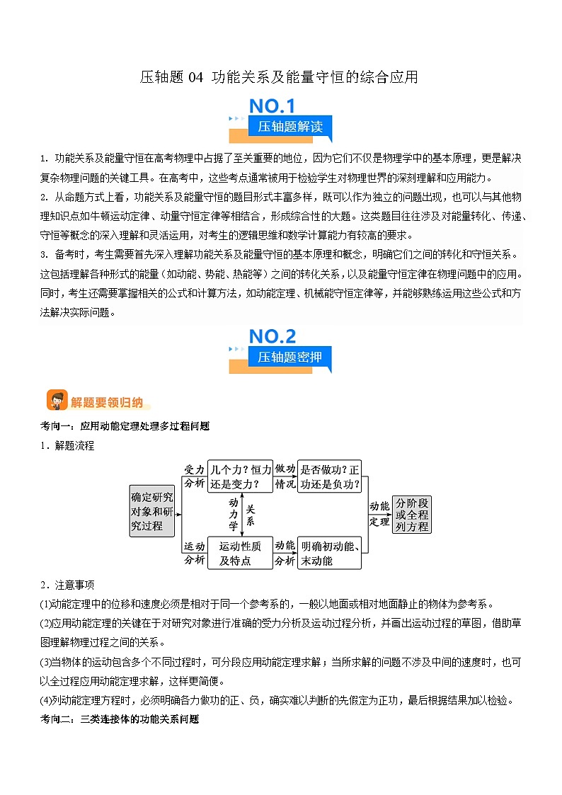 压轴题04 功能关系及能量守恒的综合应用(原卷版)第1页