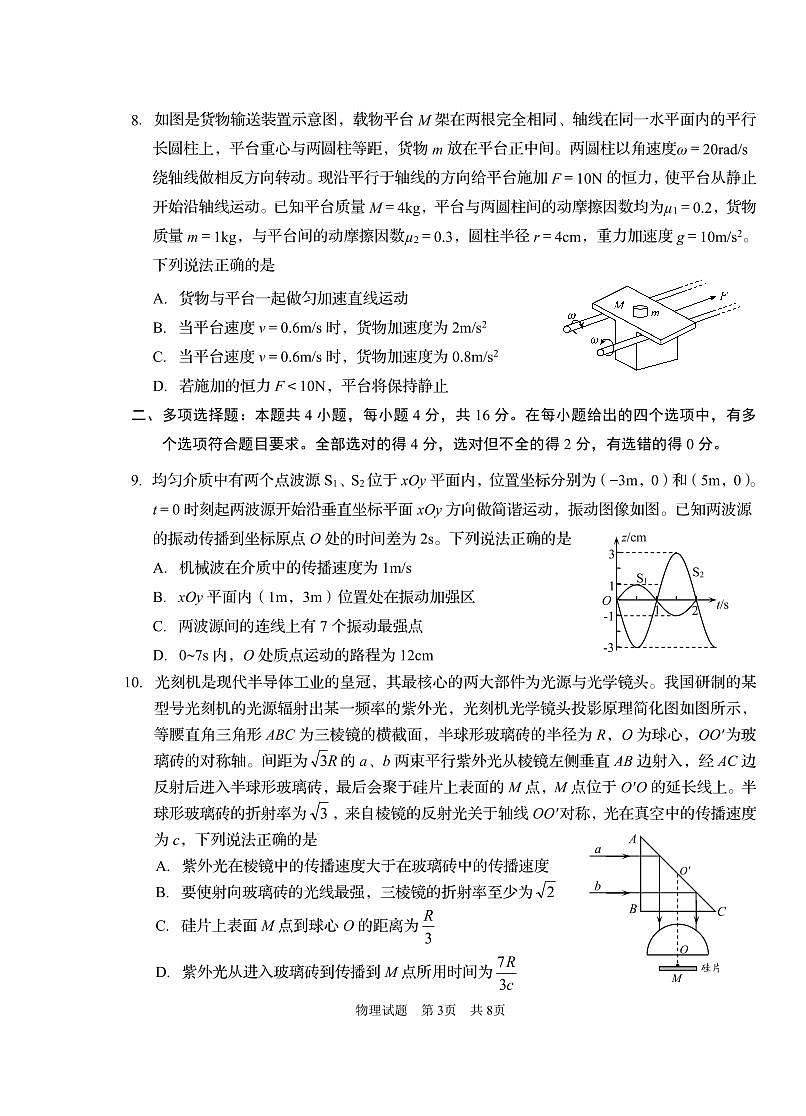 2024届山东省青岛市高三下学期一模-物理试卷(含答案)第3页