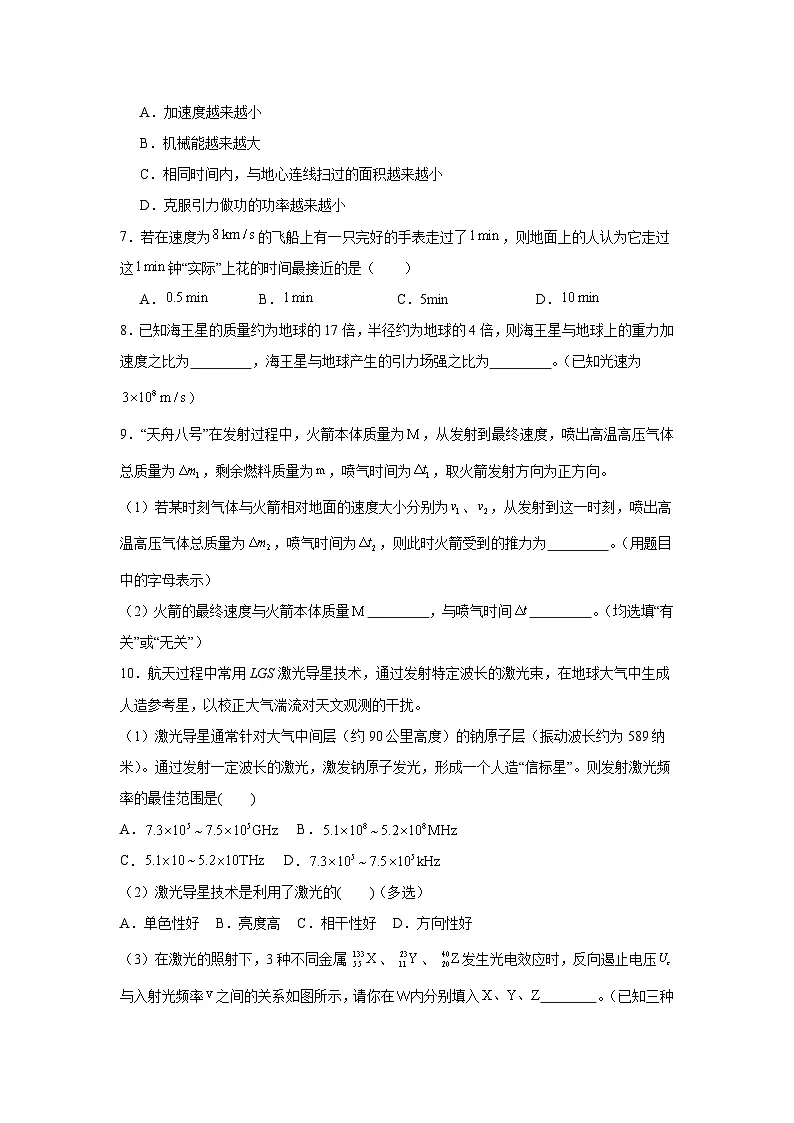 2025届上海市高三下学期质量调研物理试卷(无答案)第3页