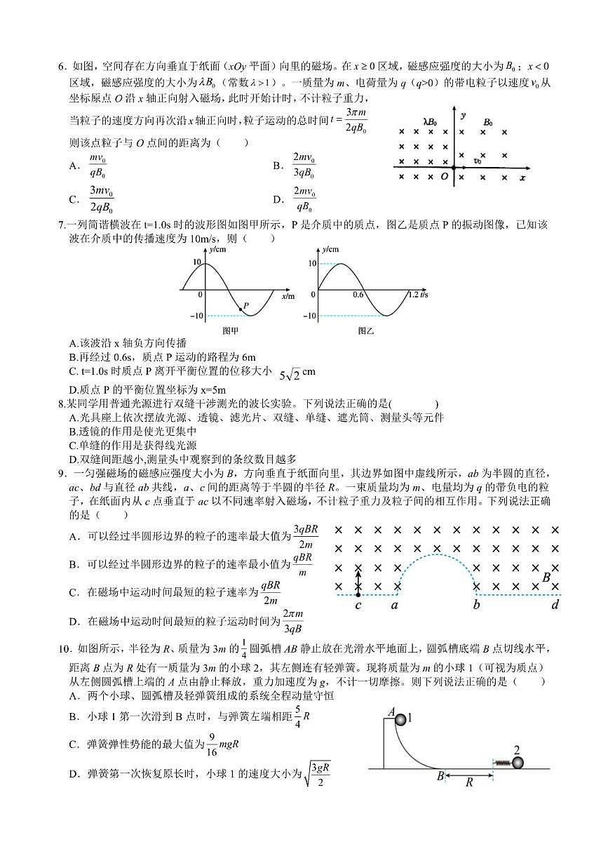 江西省赣州中学2024-2025学年高二下学期第一次月考物理试题(PDF版附解析)第2页