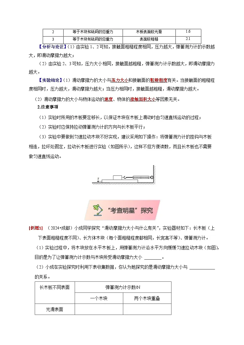 2025年高考物理第二轮专项复习(全国通用)实验8探究滑动摩擦力大小与哪些因素有关(教师版)第2页