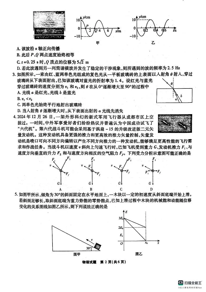 2025届安徽省六校高三下学期2月素质检测考试物理试卷(含答案)第2页