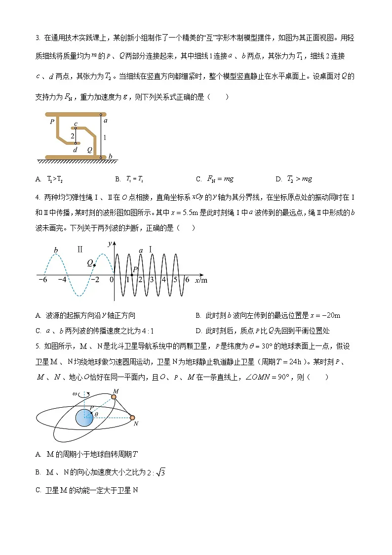 2025届四川省眉山市高三上学期一诊考试物理试题(原卷版+解析版)第2页