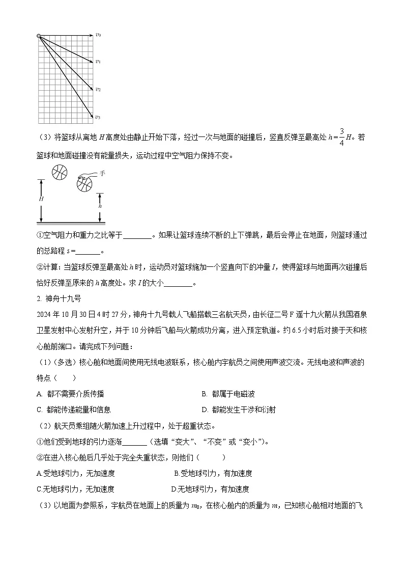 2025届上海市崇明区高三上学期期末(一模)物理试卷(原卷版+解析版)第2页