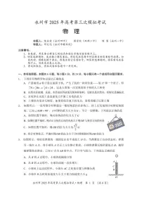 湖南省永州市2025年高考第三次模拟考试物理试题+答案