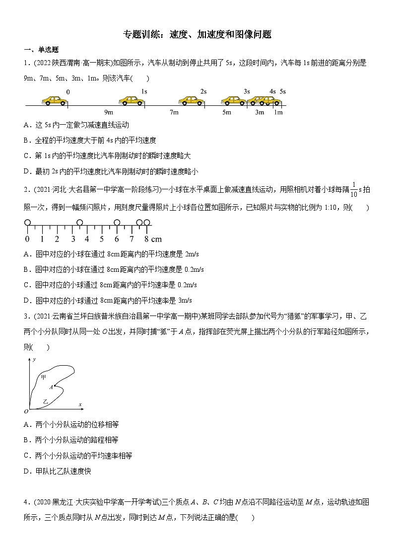 专题训练 速度、加速度和图像问题-高一物理精讲与精练高分突破考点专题系列(人教版2019必修第一册)第1页