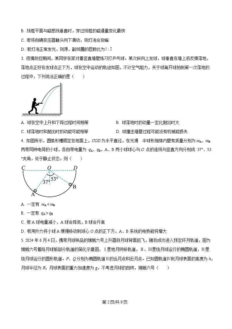 四川省南充市第一中学2025届高三下学期二模物理试题(原卷版)第2页