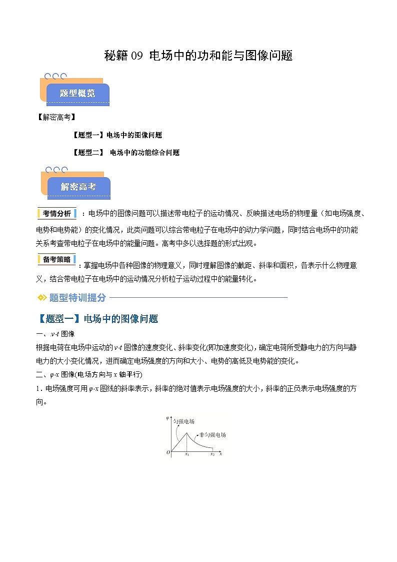 抢分秘籍09 电场中的功和能与图像问题(二大题型)(解析版)第1页