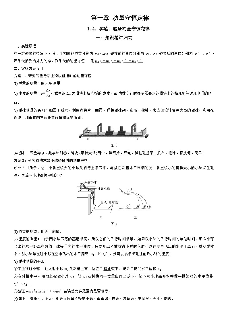 1.4 实验:验证动量守恒定律-高二物理精讲与精练高分突破考点专题系列(选择性必修第一册)第1页