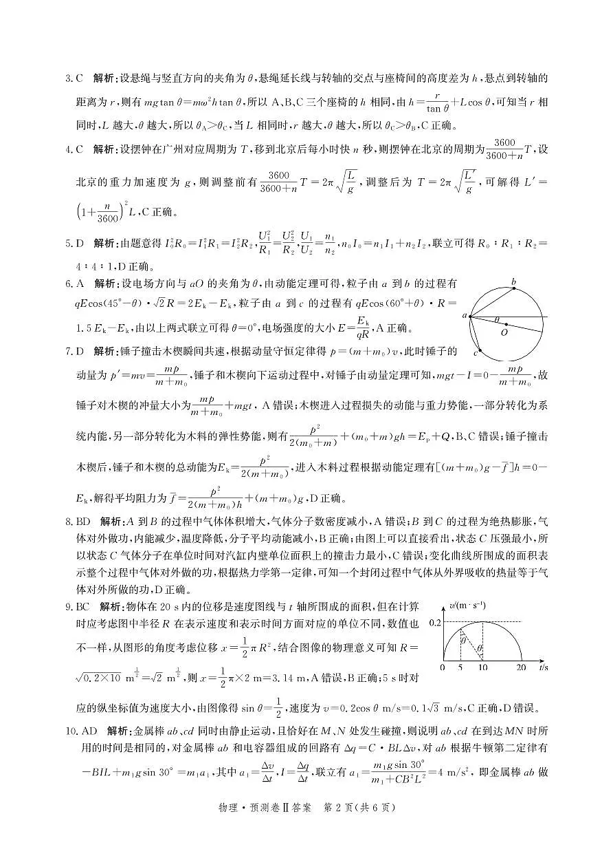 2025届河北省省级联考模拟预测物理试卷答案第2页