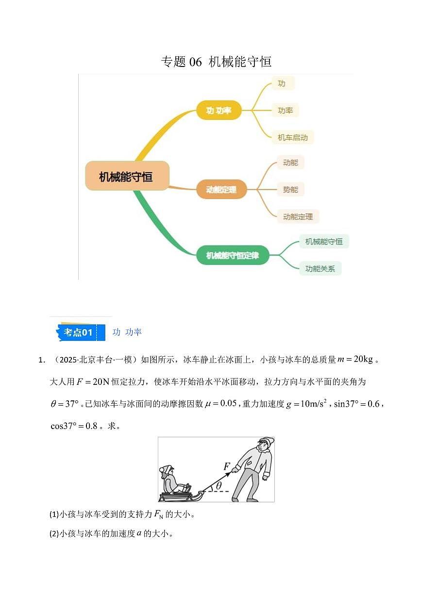 2025年高考物理一模试题分类汇编(新高考通用)专题06 机械能守恒(原卷版)第1页