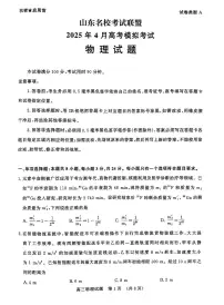 山东名校考试联盟2025届高三4月联考物理试题(含答案)