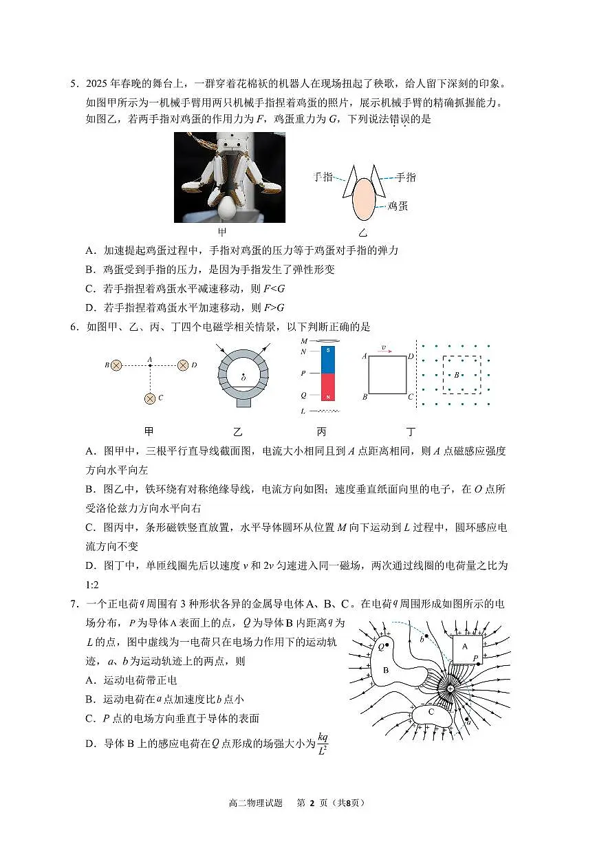 高二物理试题第2页
