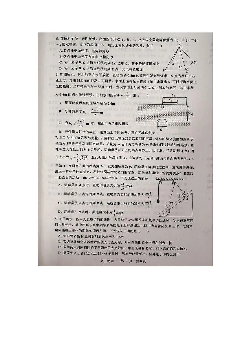 江西省景德镇市2025届高三下学期4月三模试题 物理 PDF版含答案第2页