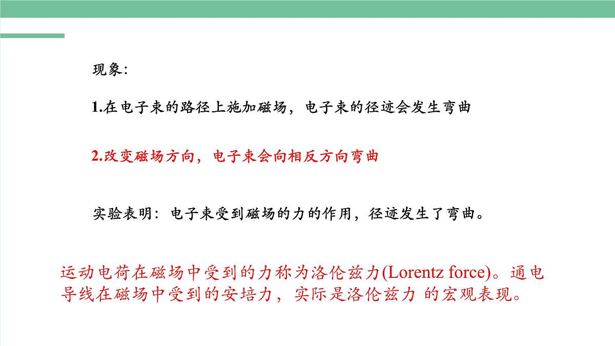 人教版高中物理选择性必修二 1-2磁场对运动电荷的作用力-课件第6页