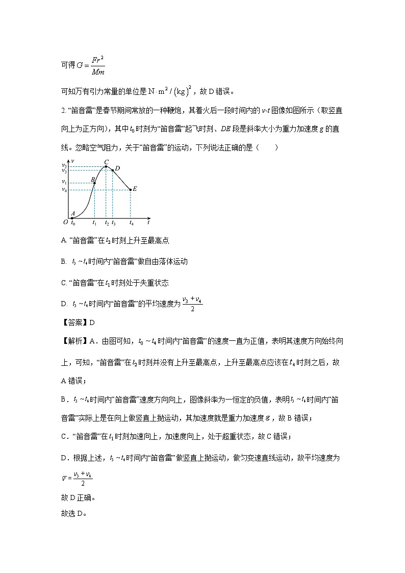 浙江省绍兴市上虞区2024-2025学年高二上学期期末考试物理试卷(解析版)第2页