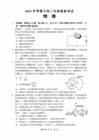 湖南省常德市2025届高考模拟考试（二模）物理试卷（含答案）