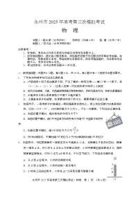 湖南省永州市2025届高三下学期三模物理试卷（Word版附答案）