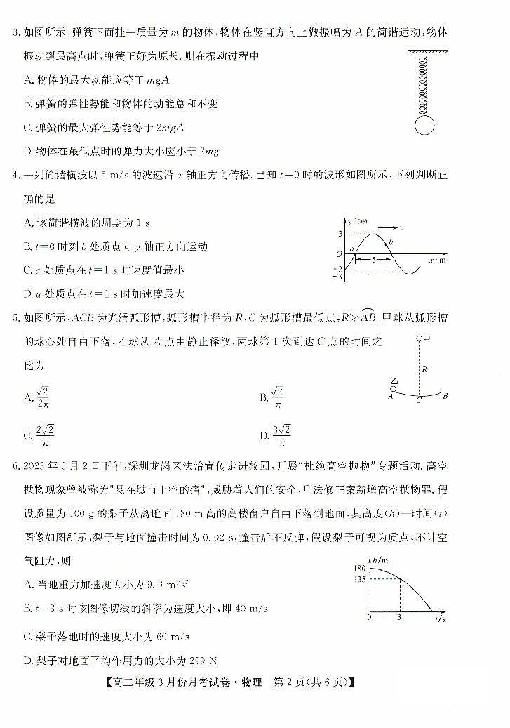 河北省沧州市十校2023-2024学年高二下学期3月月考 物理试卷(含答案)第2页