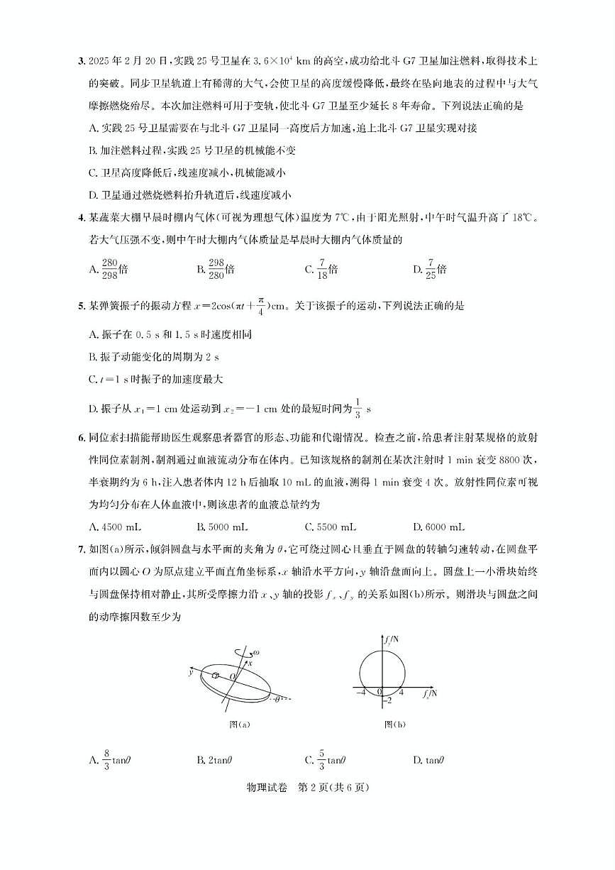 2025届湖北省圆创联盟高三下学期5月联考物理试题(高考模拟)第2页