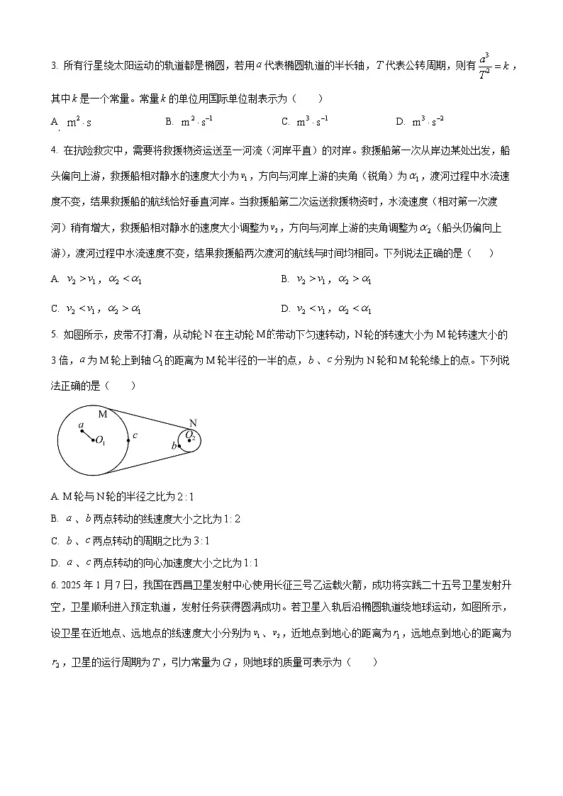 湖南金太阳联考2024-2025学年高一下学期3月考试物理试卷(原卷版+解析版)第2页