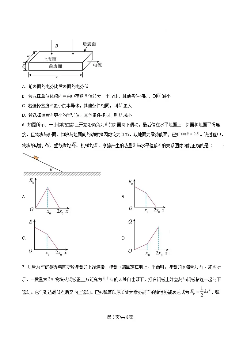 2025届黑龙江省哈尔滨第三中学校高三下学期第二次模拟考试物理试题(原卷版)第3页