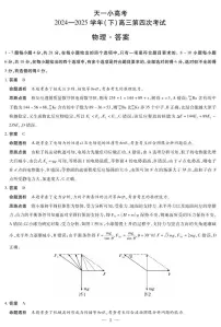 天一小高考2024-2025学年（下）高三第四次考试物理含答案解析