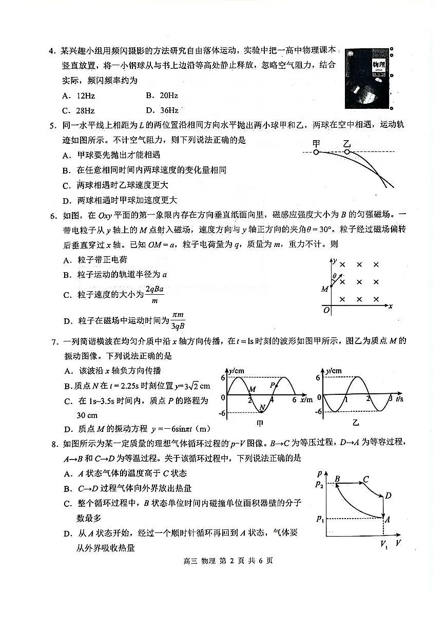 广西玉林市2025届高三上学期第一次教学质量监测 物理试卷(含答案)第2页