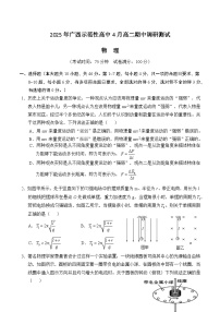 广西示范性高中2024-2025学年高二下学期4月期中考试物理试卷（Word版附答案）