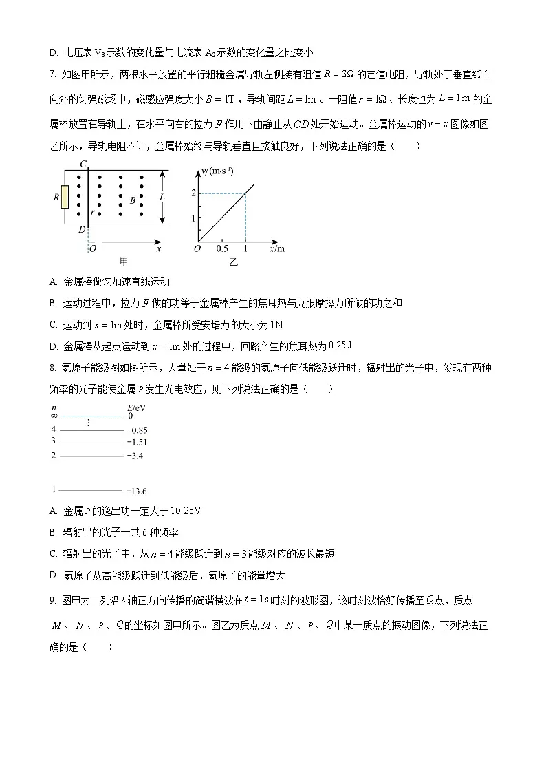 2025届甘肃省白银市靖远县多校高三下学期5月联考(三模)物理试题(原卷版+解析版)(高考模拟)第3页