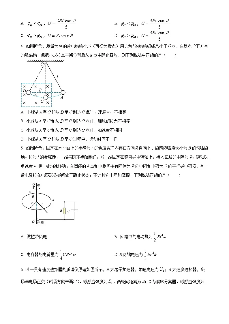 山东省临沂第一中学2024-2025学年高二下学期月考物理试卷(原卷版+解析版)第2页