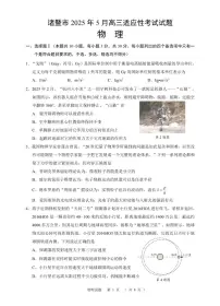 物理丨浙江省诸暨市2025届高三下学期5月适应性考试试卷及答案