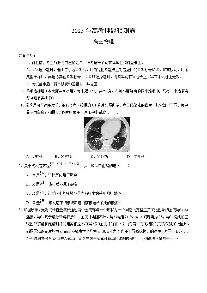 2025年高考押题预测卷:物理(海南卷01)(考试版)第1页