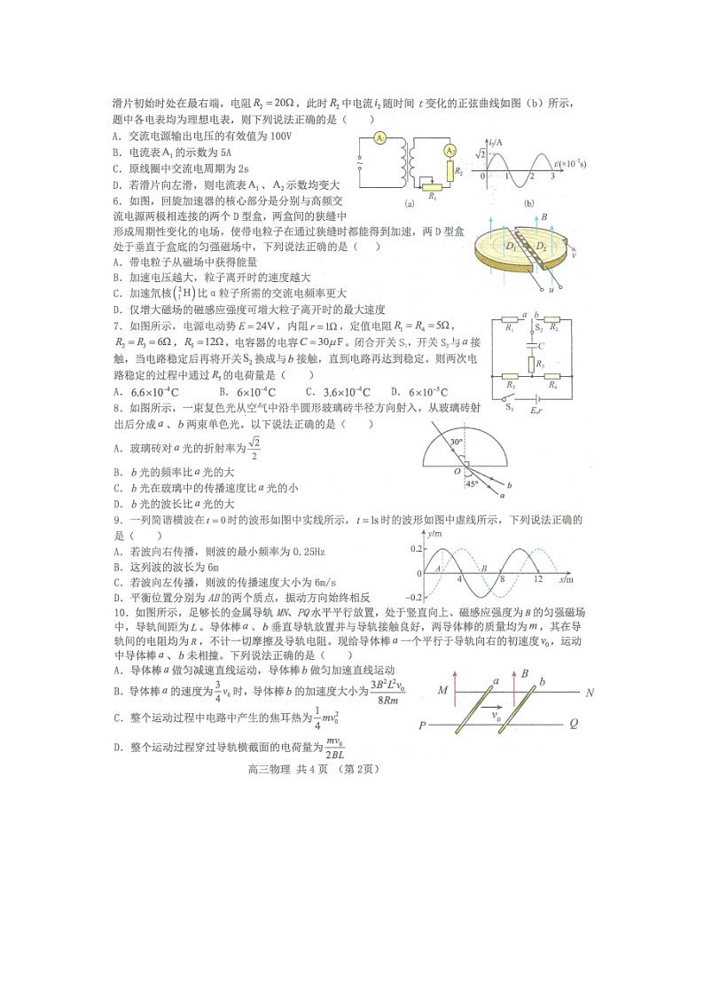 2025届甘肃省天水八中、九中、十中、新阳中学、等六校高三下学期5月联考(图片版)物理试卷第2页