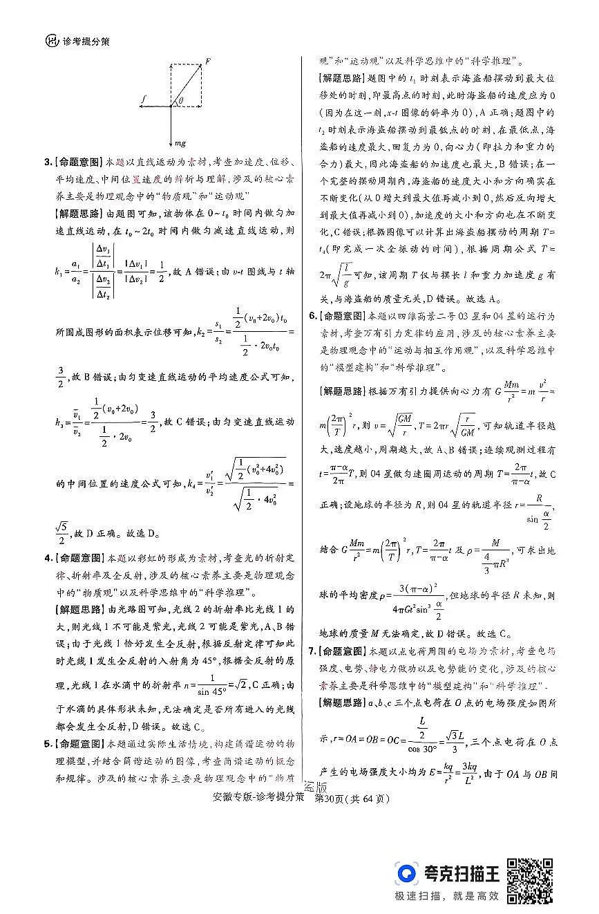 【物理答案】王后雄2025高考押题预测卷(安徽专版)第2页
