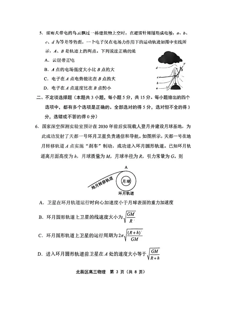 2025届天津市北辰区高三下学期三模物理试卷第3页